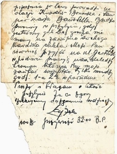 One of the letters from KL Plaszów in Polish